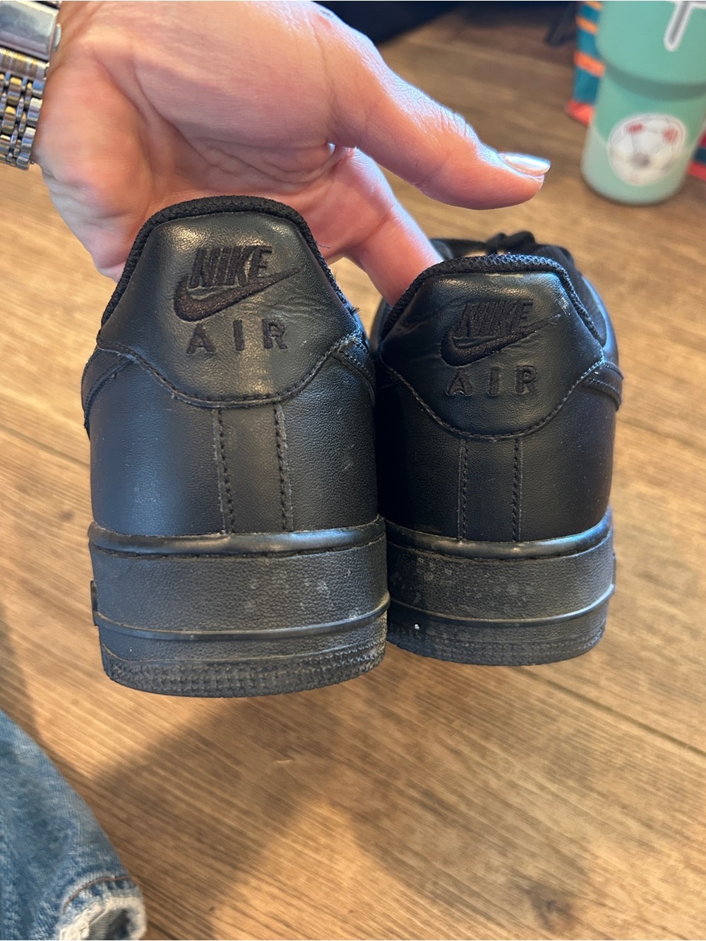 Nike AIR FORCE 1 LOW '07 Black Black. (315122-001). Men's 10.5. Pre-Owned. - Picture 4 of 8